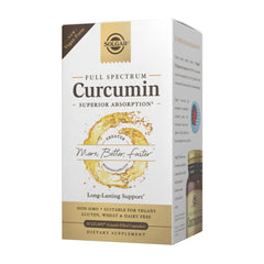 Solgar Curcumin Full Spectrum liquid softgels bottle on white background, highlighting easy daily use