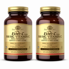 Solgar Ester-C Plus bottle close-up highlighting gentle vitamin C for immune support
