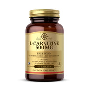 Solgar L-Carnitine 500 mg tablets front view supporting energy and fat metabolism