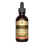 Solgar Liquid Vitamin D3 orange bottle with dropper promotes bone health and immune support.