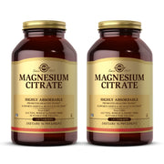 Solgar Magnesium Citrate bottle front view; highly absorbable formula.