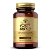 Solgar Megasorb CoQ-10 softgel bottle highlighting enhanced absorption for daily wellness.