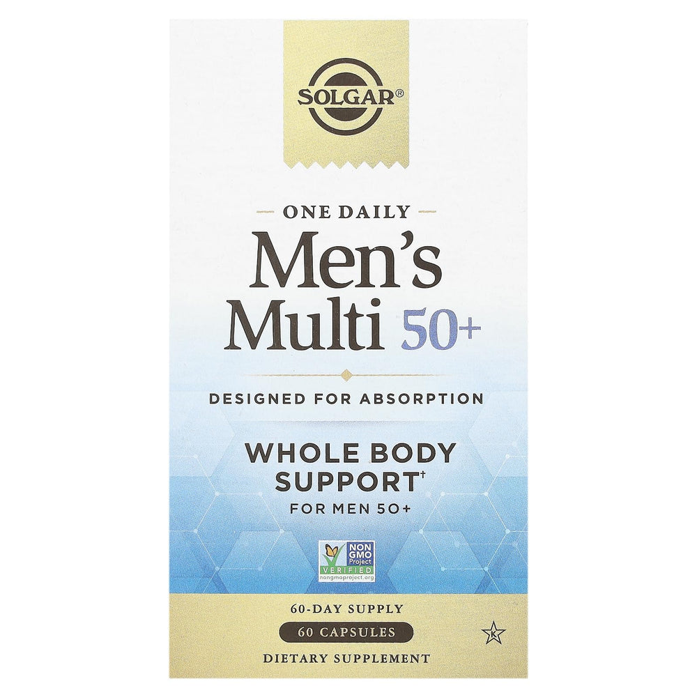 Solgar One Daily Men 50+ bottle front for heart and energy support