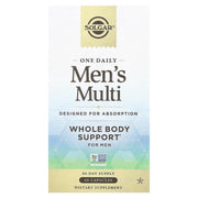 Solgar One Daily Men's Multi bottle view highlighting comprehensive daily nutrients for men