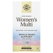 Solgar One Daily Women bottle cap showcases vegan capsules for daily wellness