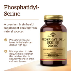 Solgar phosphatidylserine 200 mg softgels close-up showing texture and quality