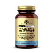 Solgar Prostate Support bottle front view highlights vegan capsules for dairy-free daily wellness.