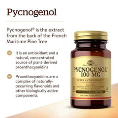 Solgar Pycnogenol 100 mg capsules being poured for daily intake