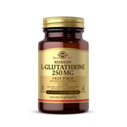Solgar Reduced L-Glutathione 250 mg bottle of capsules for daily antioxidant support.
