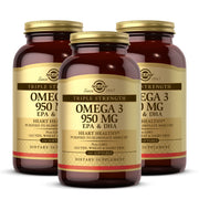 Solgar Triple Strength Omega 3 950 mg bottle front view supports joint wellness