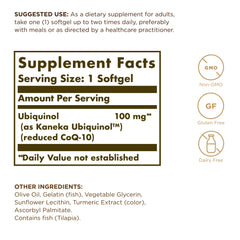 Solgar Ubiquinol softgels close-up highlighting easy absorption.