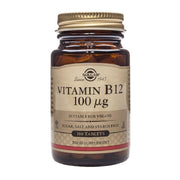 Solgar Vitamin B12 100ug bottle with capsules, supports energy.
