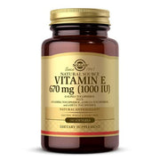 Solgar Vitamin E 670 mg softgels bottle front for antioxidant support.