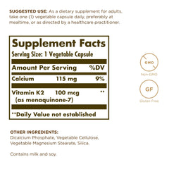 Solgar Vitamin K2 MK-7 capsules close-up showing capsule form.