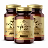 Solgar Zinc Picolinate bottle label shows 22 mg zinc per tablet for daily support