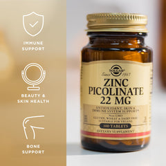 Solgar Zinc Picolinate daily use bottle held for a daily routine