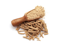 Solo Therapy Ashwagandha powder close-up of the root powder for wellness routines