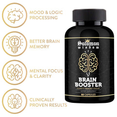 Solomon Wisdom Brain Booster capsules close-up for memory support