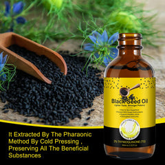 SOLOTREE Black Seed Oil label closeup showing organic origin and nutrients.