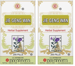 Solstice Jie Geng Wan bottle, traditional herbal supplement for daily wellness.