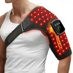 Solun red light therapy belt on shoulder delivering targeted muscle relaxation
