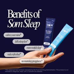 Powder dissolving in water to create a quick, smooth pre-bed drink with Som Sleep.