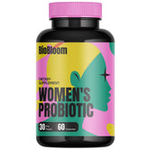 SonoHealth BioBloom bottle label highlights probiotic blend for vaginal balance.