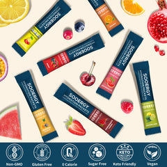 Sooergy mix-berry electrolyte pack supports quick fluid replacement.