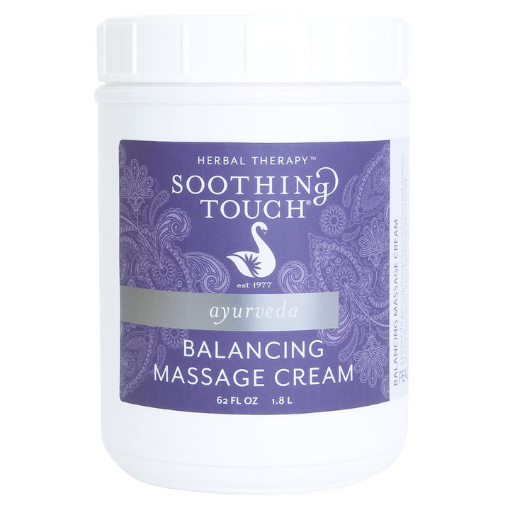 Soothing Touch Balancing Cream 62oz jar, unscented and suitable for professional massage and skin moisturization.