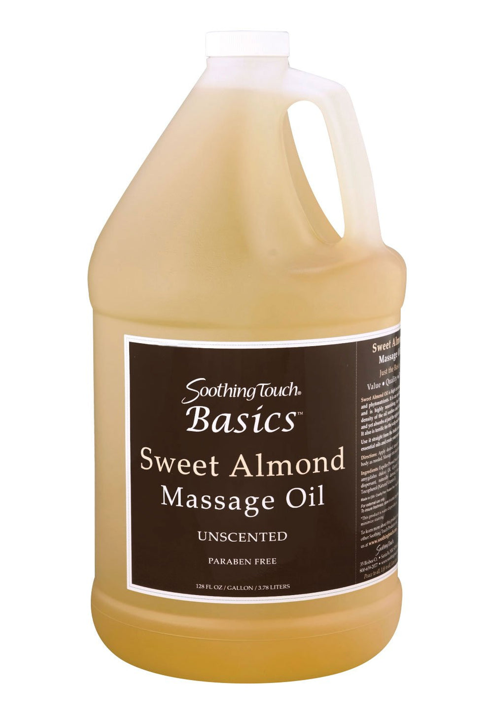 Soothing Touch Basics Sweet Almond Oil bottle for skin and hair nourishment.