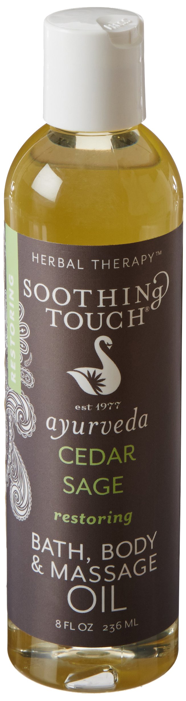 Soothing Touch Cedar Sage Bath & Body Oil bottle for everyday relaxation