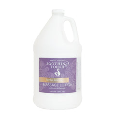 Soothing Touch Herbal Lavender Lotion bottle with light silky texture for quick absorption