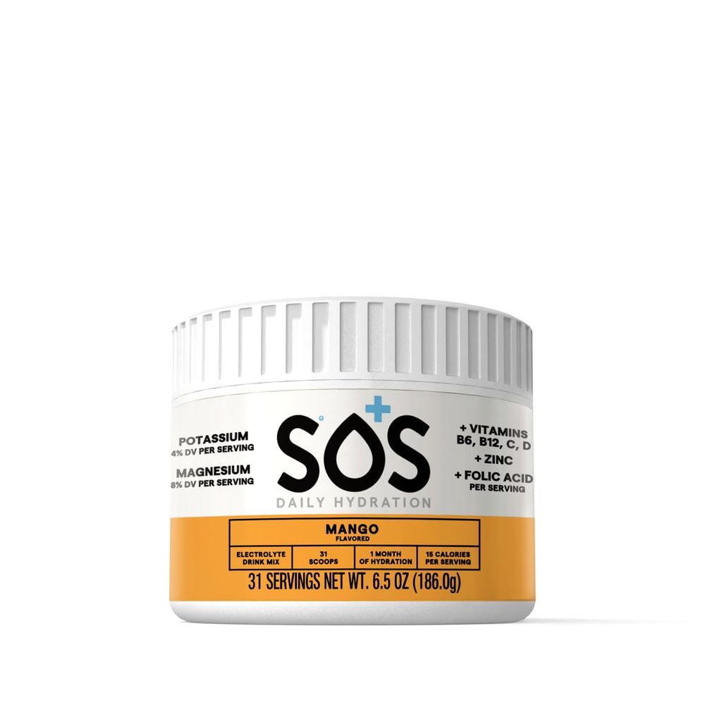 SOS Hydration mango powder pack for fast, refreshing rehydration