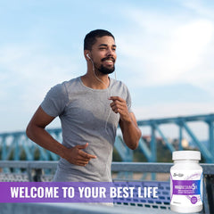 SoulLife Magnesium5X bottle at night conveys relaxation and wind-down benefits.
