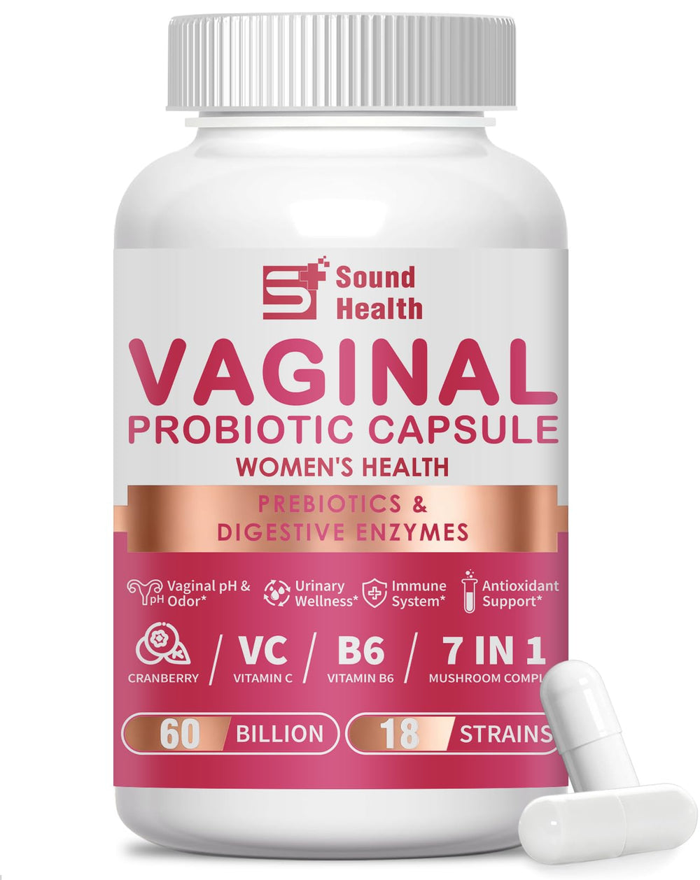 Sound Health Growth vaginal probiotics bottle promoting balanced vaginal health and moisture