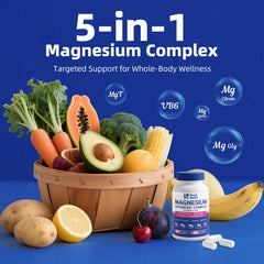 Sound Health Plus 5in1 magnesium label front: vegan, non-GMO formula you can trust.
