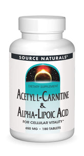 Source Naturals acetyl L-carnitine alpha-lipoic acid bottle for daily metabolism support