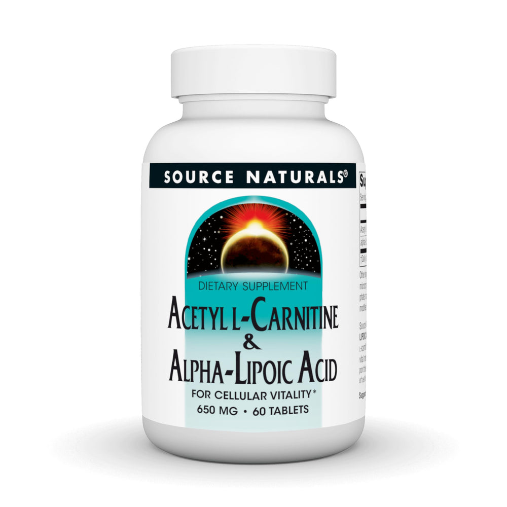 Source Naturals Acetyl L-Carnitine Alpha-Lipoic Acid bottle illustrating daily wellness potential