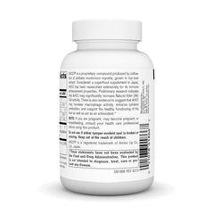 Source Naturals AHCC 750 mg label on bottle communicates quality and Japan-rooted formulation.