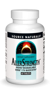 Source Naturals AllerStrength bottle front showing fast-acting immune support.