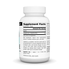 Close-up of Source Naturals L-Arginine tablets highlighting free-form amino acid.