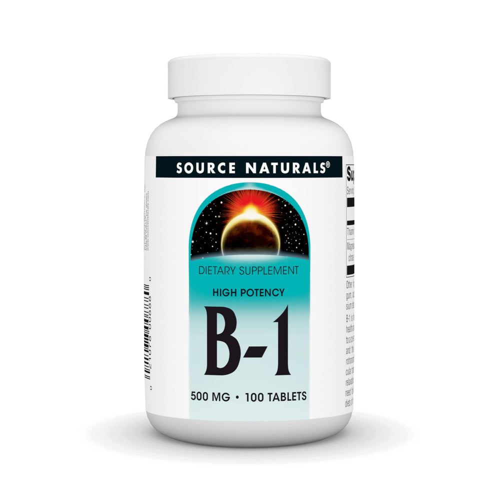 Source Naturals B-1 Thiamin 500mg packaging with tablets