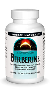 Source Naturals Berberine bottle close-up highlighting 500 mg capsules for daily use