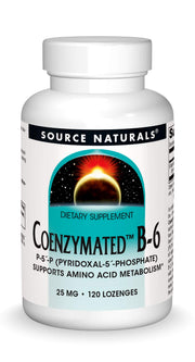 Source Naturals Coenzymated B-6 packaging signaling trusted USA-made quality.