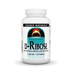 Source Naturals D-Ribose tablets closeup for energy support during workouts