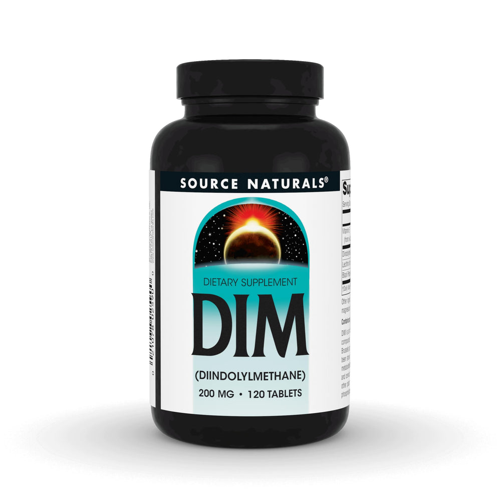 Source Naturals DIM 200mg bottle supports a daily vegetarian routine.