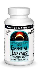 Source Naturals Essential Enzymes bottle front view for overall digestion support
