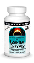 Source Naturals Essential Enzymes bottle front view for overall digestion support