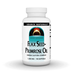 Source Naturals flax seed-primrose oil softgel bottle for daily omega support and skin health