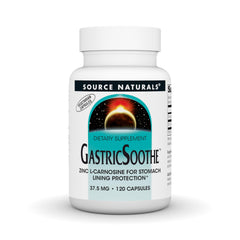 Source Naturals GastricSoothe Zinc L-Carnosine bottle showing label for potential digestive comfort support
